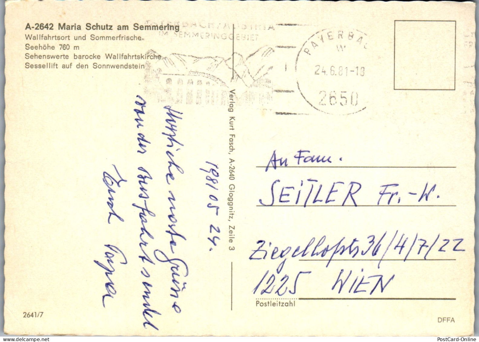 48025 - Niederösterreich - Maria Schutz , Am Semmering , Mehrbildkarte  - Gelaufen 1981 - Semmering