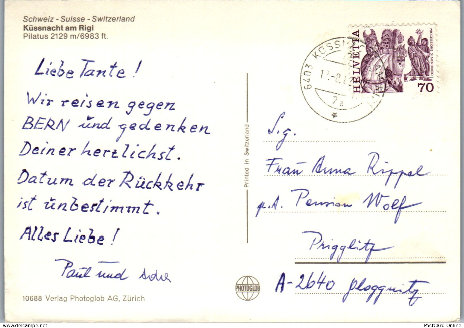 47945 - Schweiz - Küssnacht , Am Rigi , Pilatus , Panorama - Gelaufen 1982 - Küssnacht