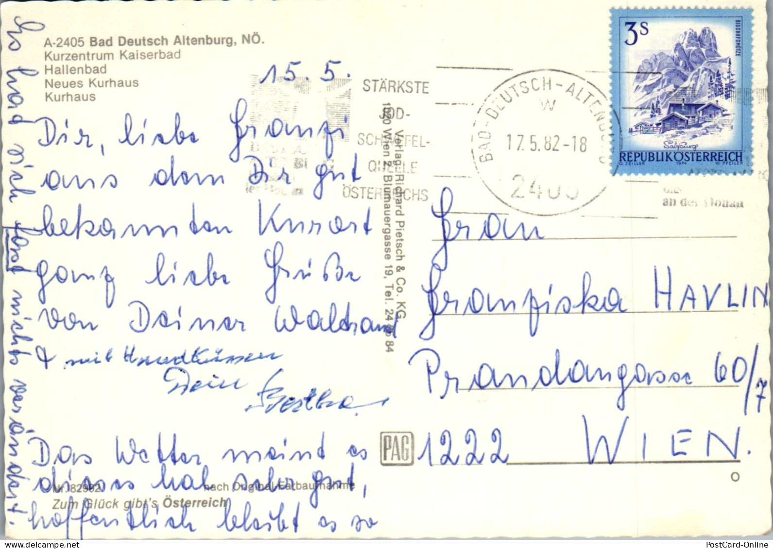 47935 - Niederösterreich - Bad Deutsch Altenburg , Kurzentrum Kaiserbad , Hallenbad , Kurhaus - Gelaufen 1982 - Bad Deutsch-Altenburg