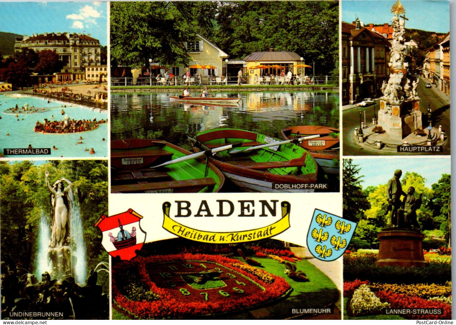 47930 - Niederösterreich - Baden Bei Wien , Thermalbad , Hauptplatz , Lanner Strauß , Doblhoff Park , Cafe Lehner - 1985 - Baden Bei Wien