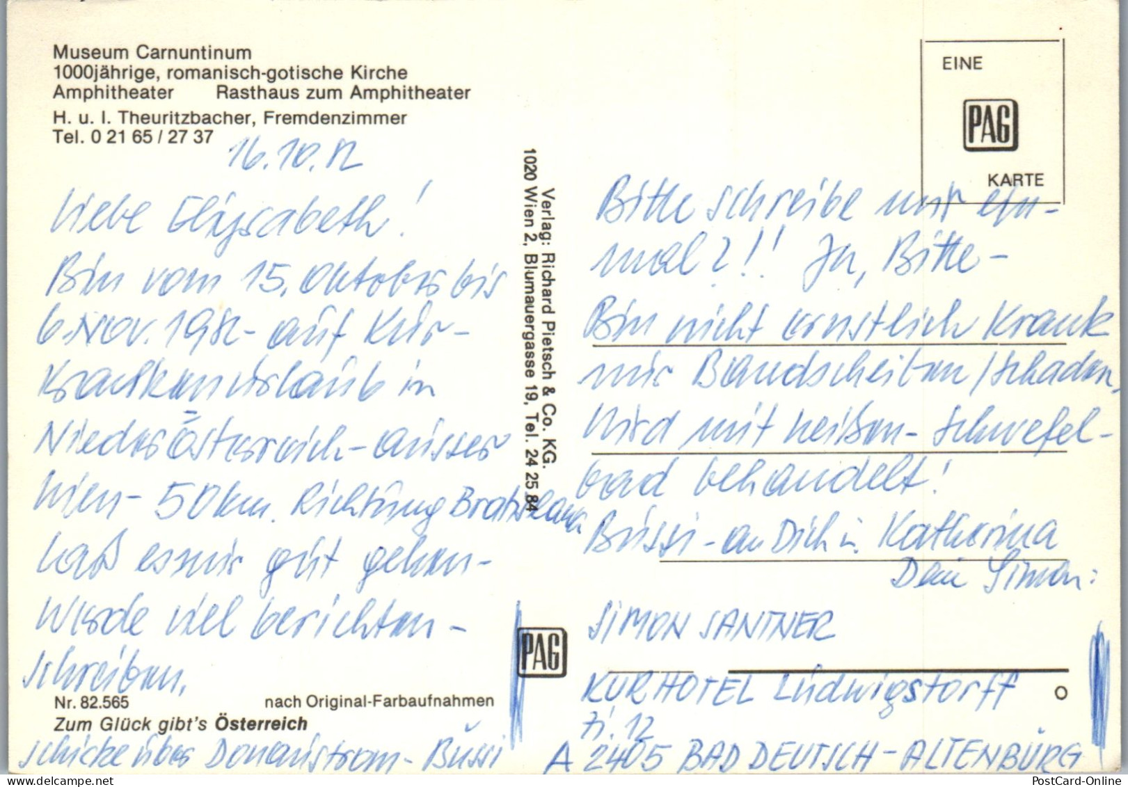 47937 - Niederösterreich - Bad Deutsch Altenburg , Museum Carnuntinum , Amphitheater , Rasthaus - Gelaufen 1982 - Bad Deutsch-Altenburg