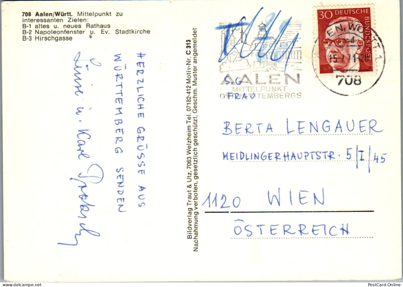 47916 - Deutschland - Aalen , Württ. , Rathaus , Napoleonfenster , Hirschgasse - Gelaufen 1971 - Aalen