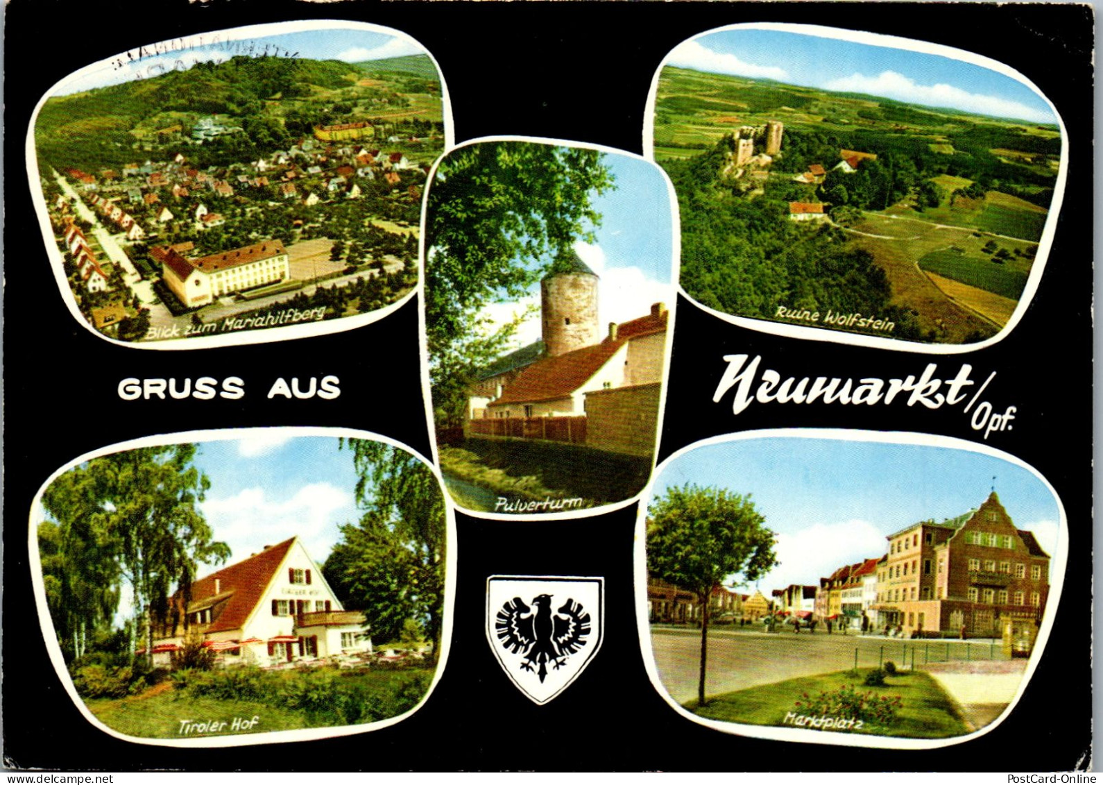 47705 - Deutschland - Neumarkt , Opf. , Blick Zum Mariahilfberg , Tiroler Hof , Ruine Wolfstein , Marktplatz  - 1982 - Neumarkt I. D. Oberpfalz