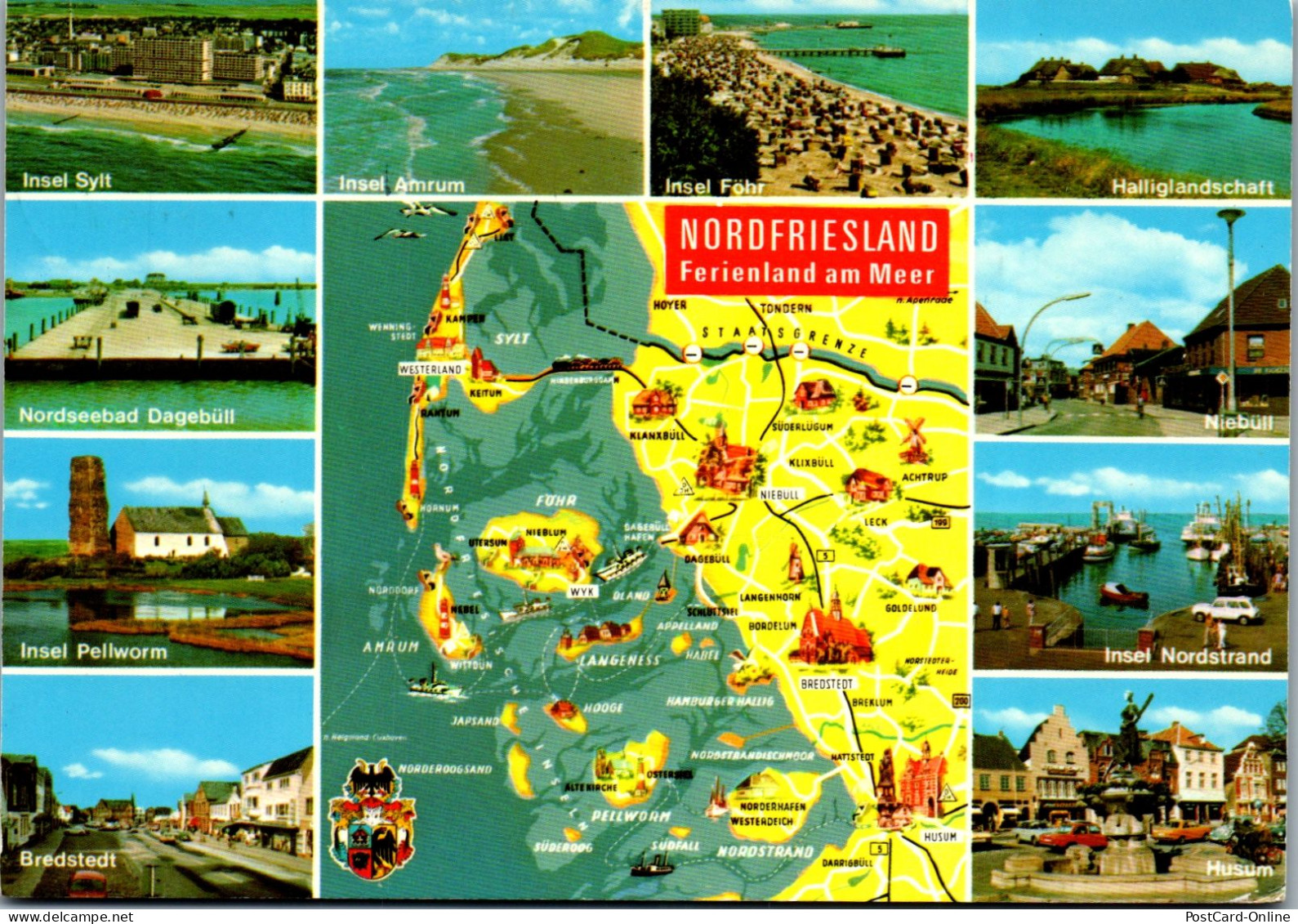 47686 - Deutschland - Nordfriesland , Sylt , Nordseebad Dagebüll , Pellworm , Bredstedt , Niebüll , Landkarte - 1984 - Nordfriesland