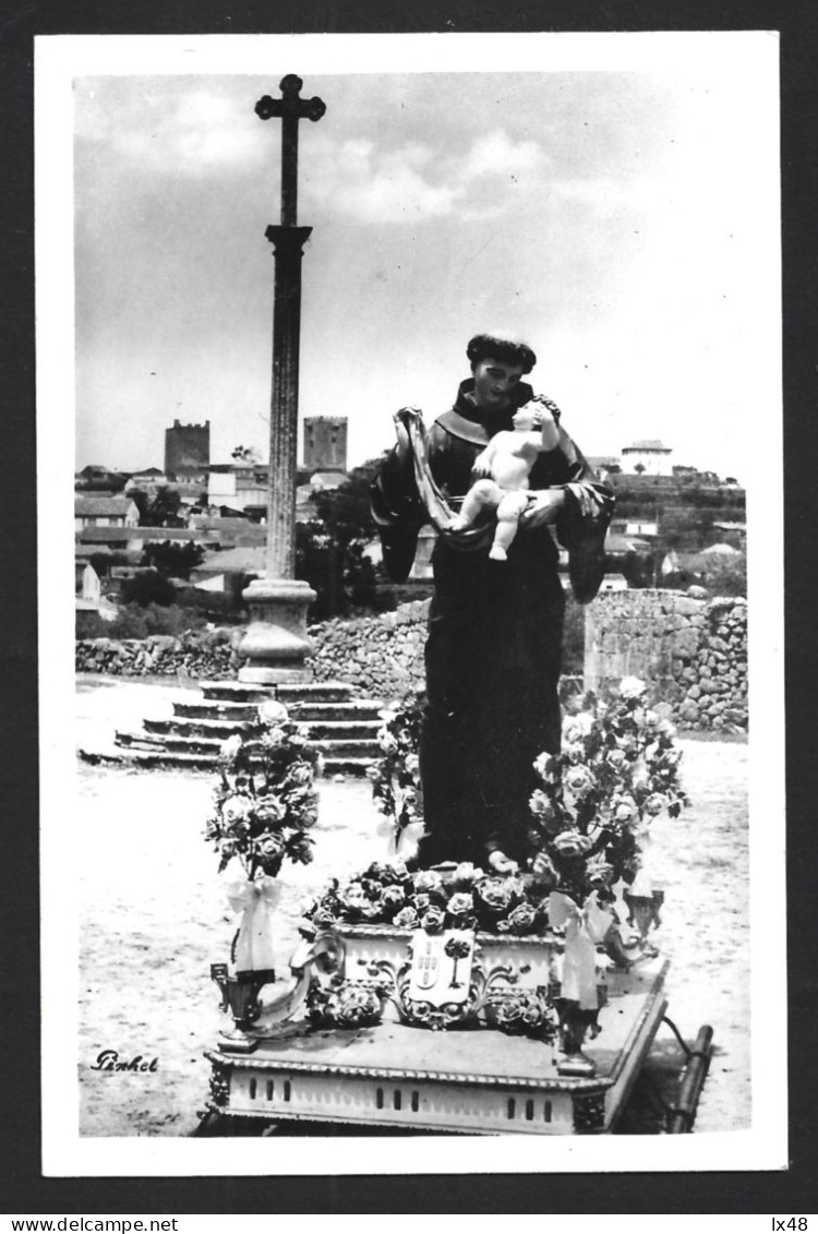 Fotografia Postal De Santo António Em Pinhel, Guarda. Festas. Pelourinho De Pinhel.  Postcard Photograph Of Santo Antóni - Guarda