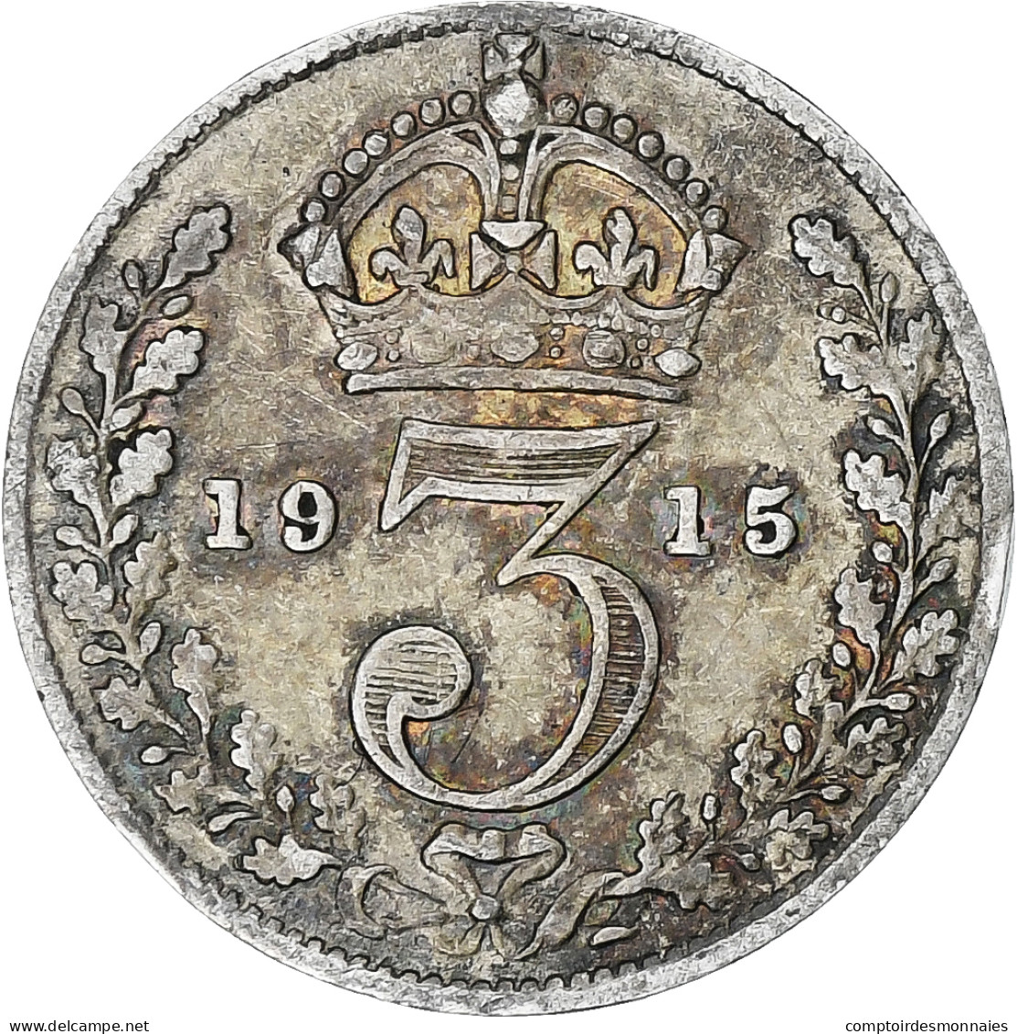 Monnaie, Grande-Bretagne, George V, 3 Pence, 1915, TTB, Argent, KM:813 - F. 3 Pence