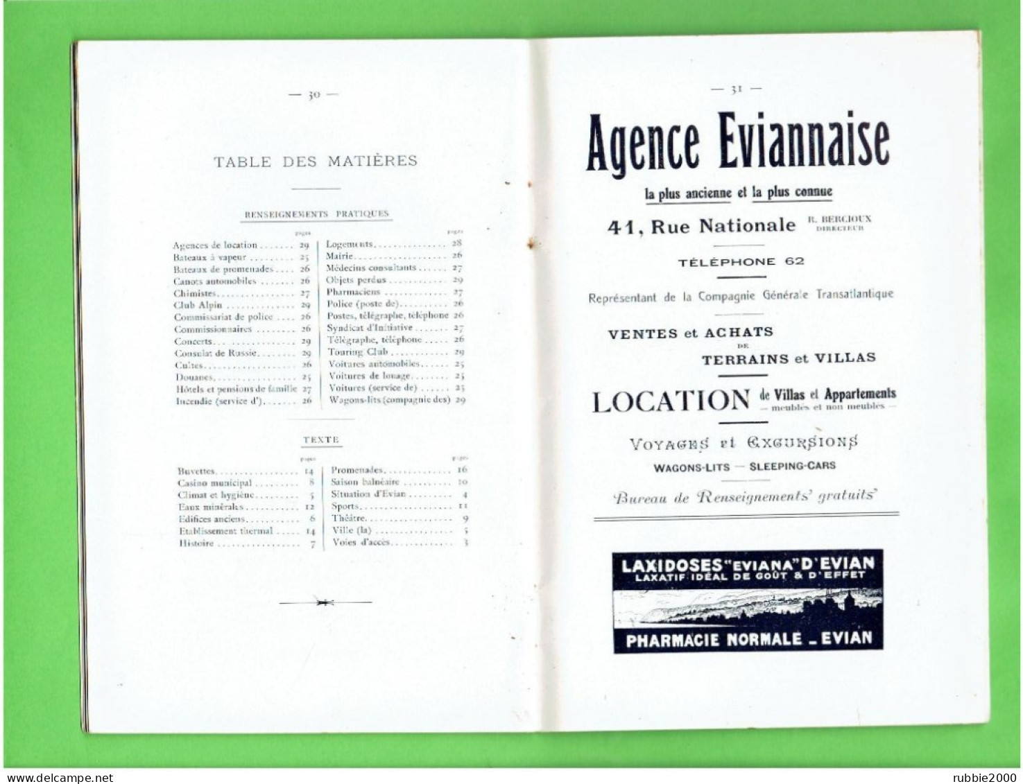 EVIAN LES BAINS 1910 HAUTE SAVOIE GUIDE ILLUSTRE SYNDICAT D INITIATIVE STATION THERMALE ET CLIMATIQUE - Rhône-Alpes