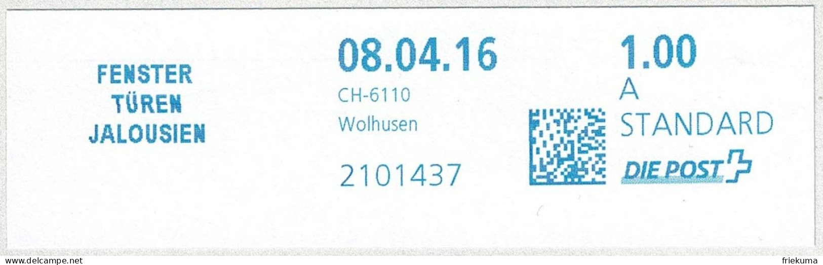 Schweiz / Helvetia 2016, Freistempel / EMA / Meterstamp GAWO Wolhusen, Fenster, Türen, Jalousien - Postage Meters