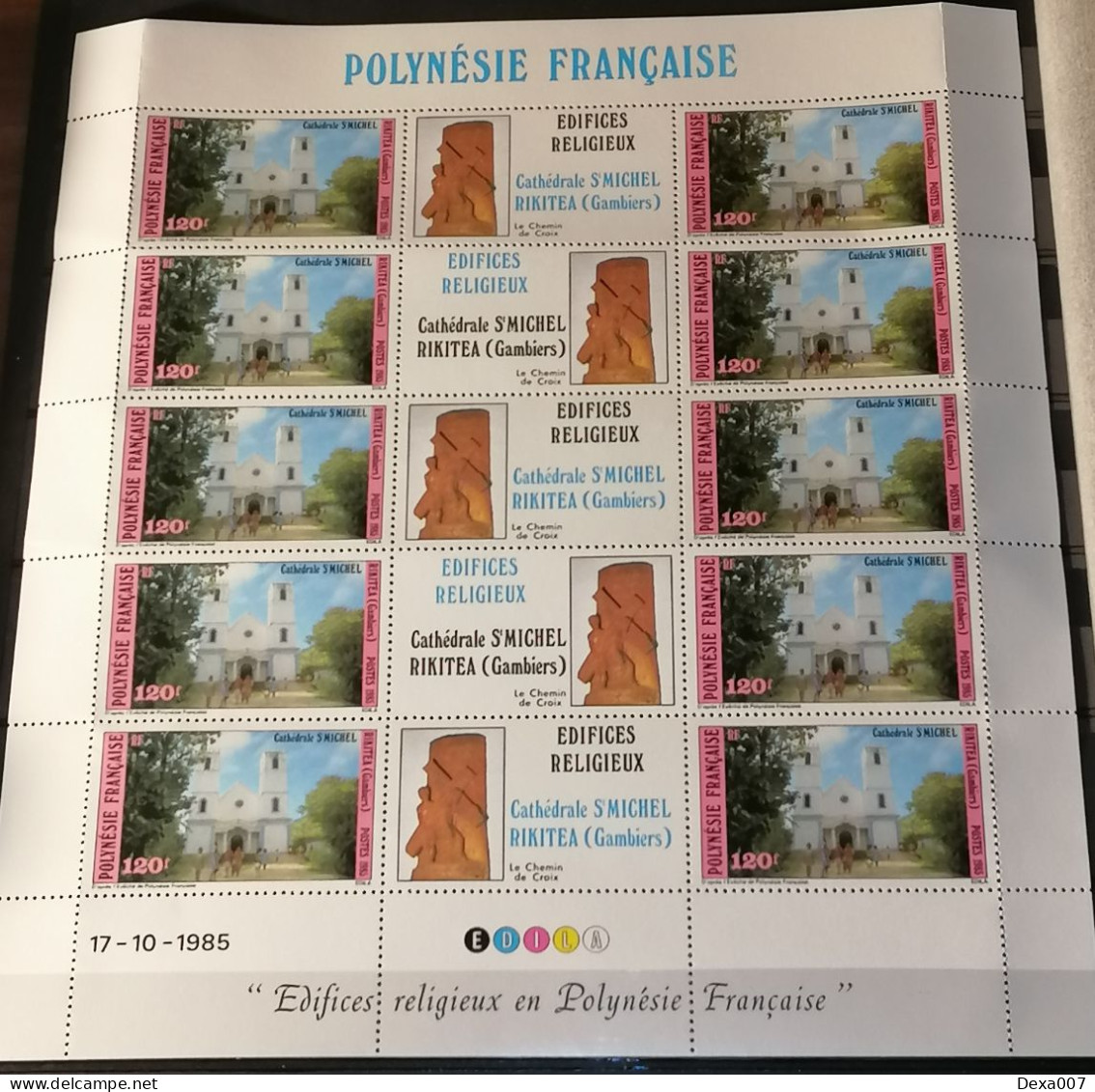 French Polynesia 120f 1985 Catholic Churches Sheet MNH(**) - Blocchi & Foglietti