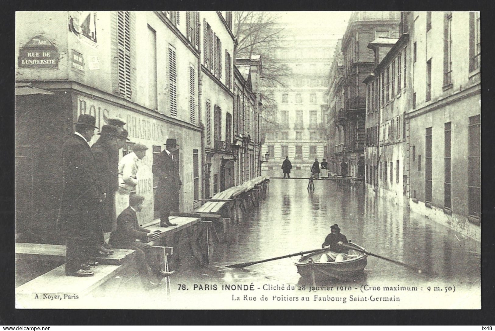 Carte Postale De La Rue De L'Université, Paris, Inondée En 1910. Paris Discret. Postcard From Rue De L'Universite, Paris - Guarda