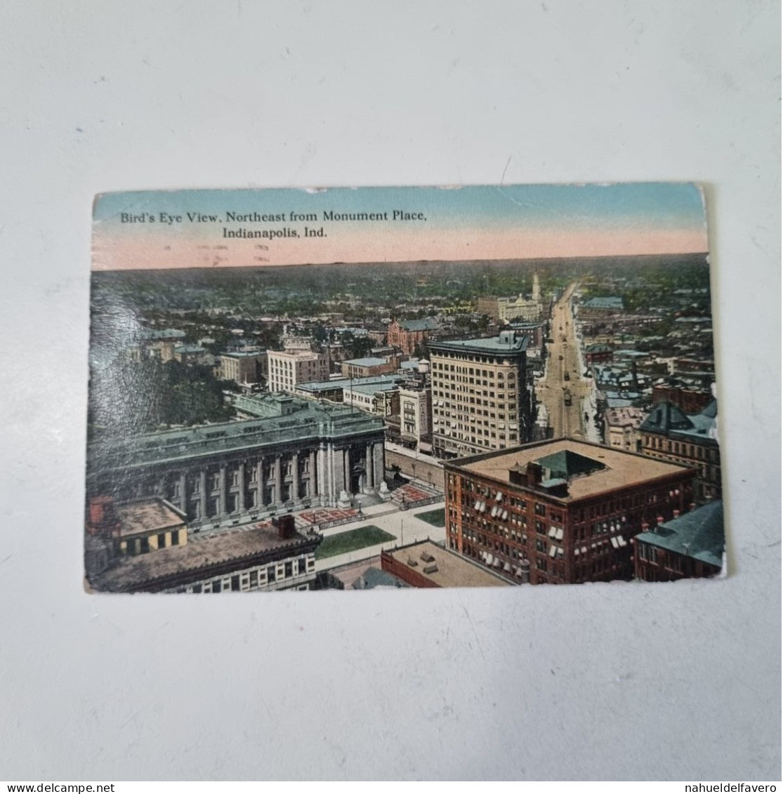 Circulated Postcard 1912 - U.S.A. - BIRD'S EYE VIEW, NORTHEAST FROM MONUMENT PLACE, INDIANAPOLIS, IND. - Indianapolis