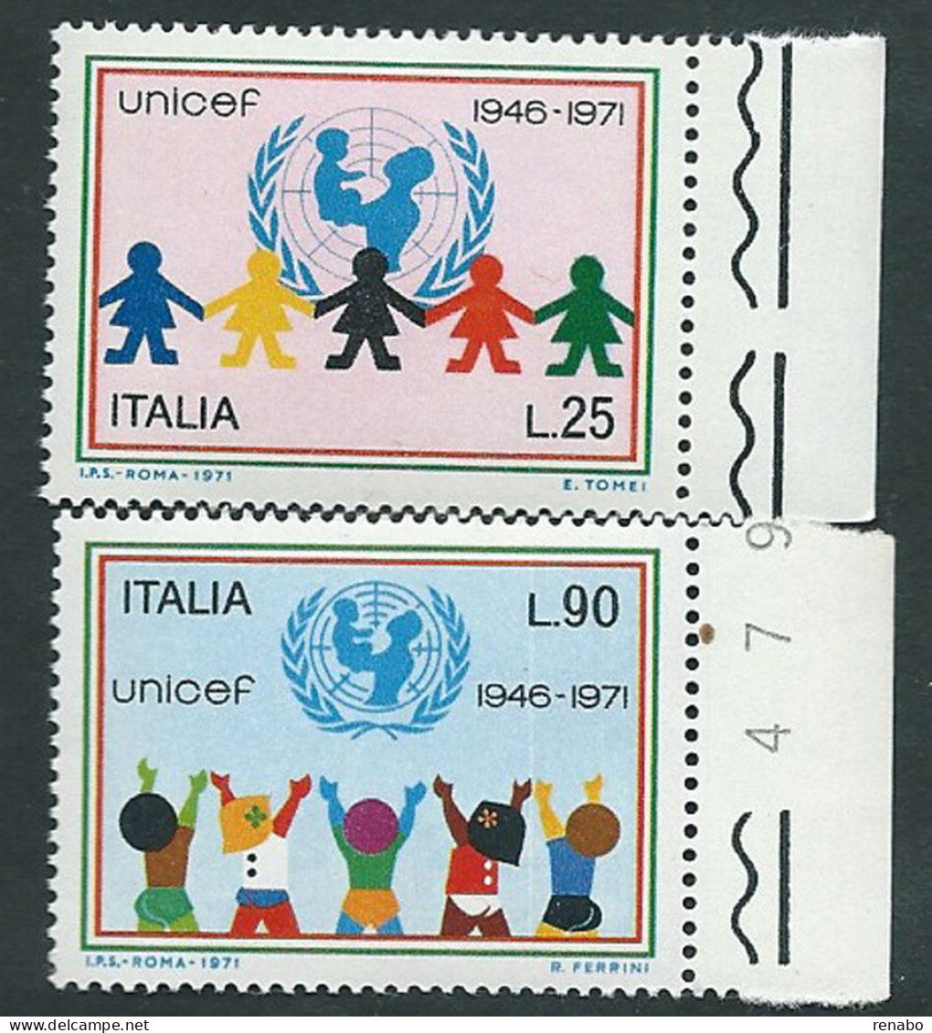 Italia, Italy, Italie, Italien 1971; 25° Anniversario UNICEF. Serie Completa Di Bordo, Nuovi. - UNICEF