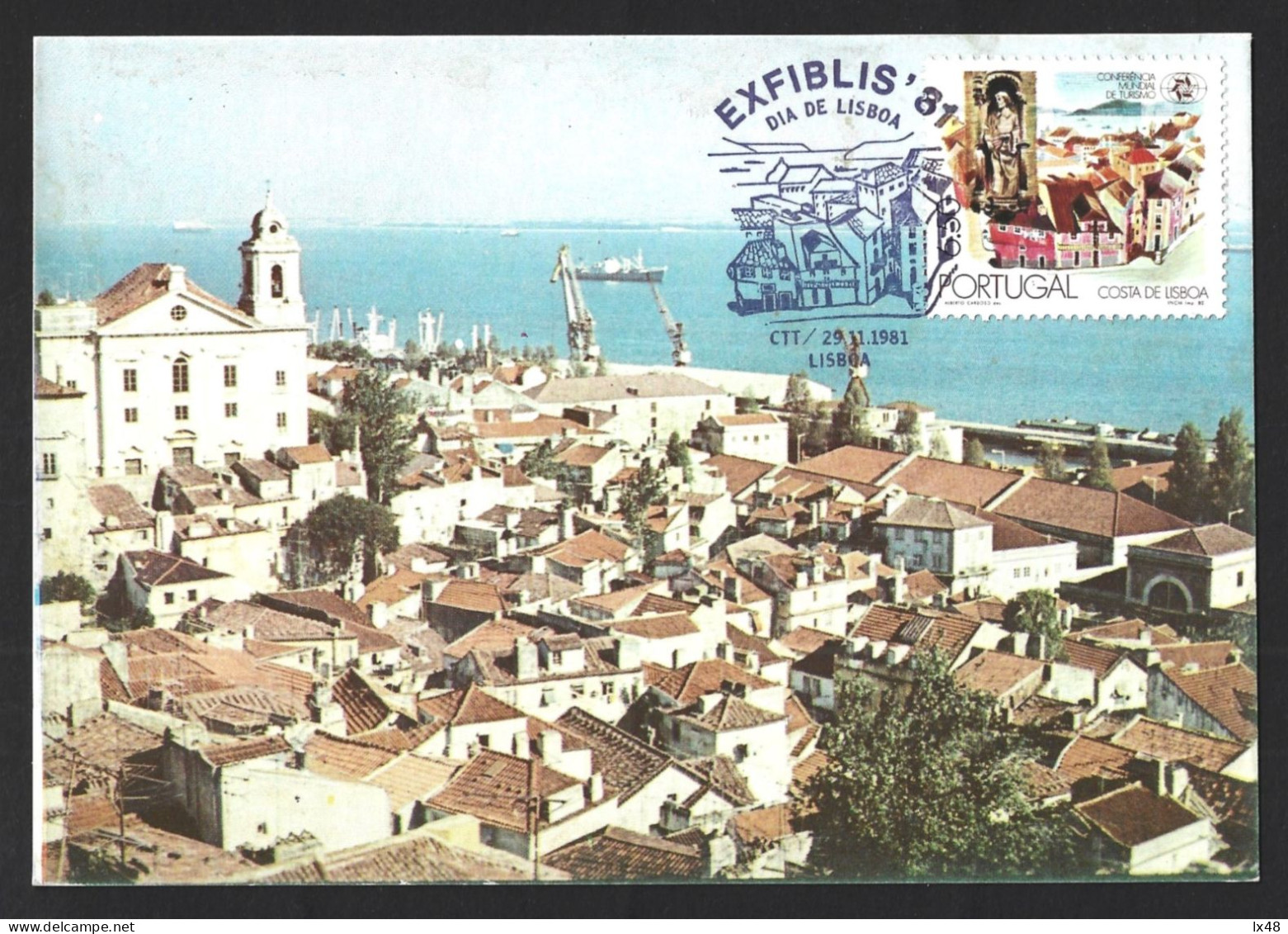 Triple Maximum Postcard Of 'Alfama', A Typical Neighborhood In Lisbon. Tejo River. Postkarte Von „Alfama“, Einem Typisch - Hotels, Restaurants & Cafés