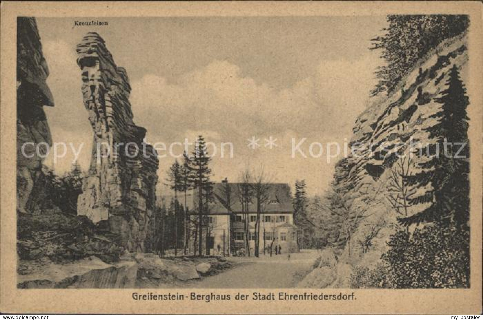 42324238 Ehrenfriedersdorf Erzgebirge Greifenstein Berghaus Kreuzfelsen Felsform - Ehrenfriedersdorf