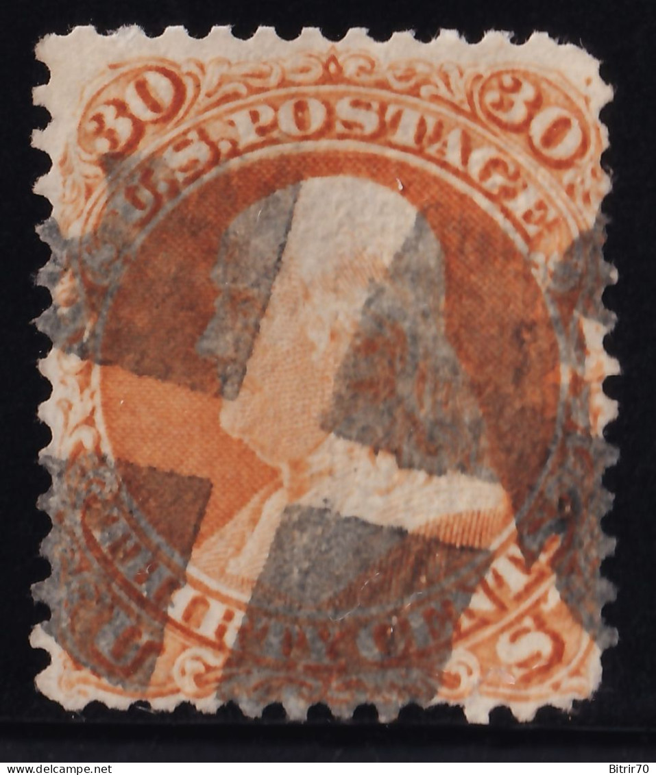 Estados Unidos, 1861  Y&T. 25a, 30 C. Amarillo-naranja,  [Grill.] - Used Stamps