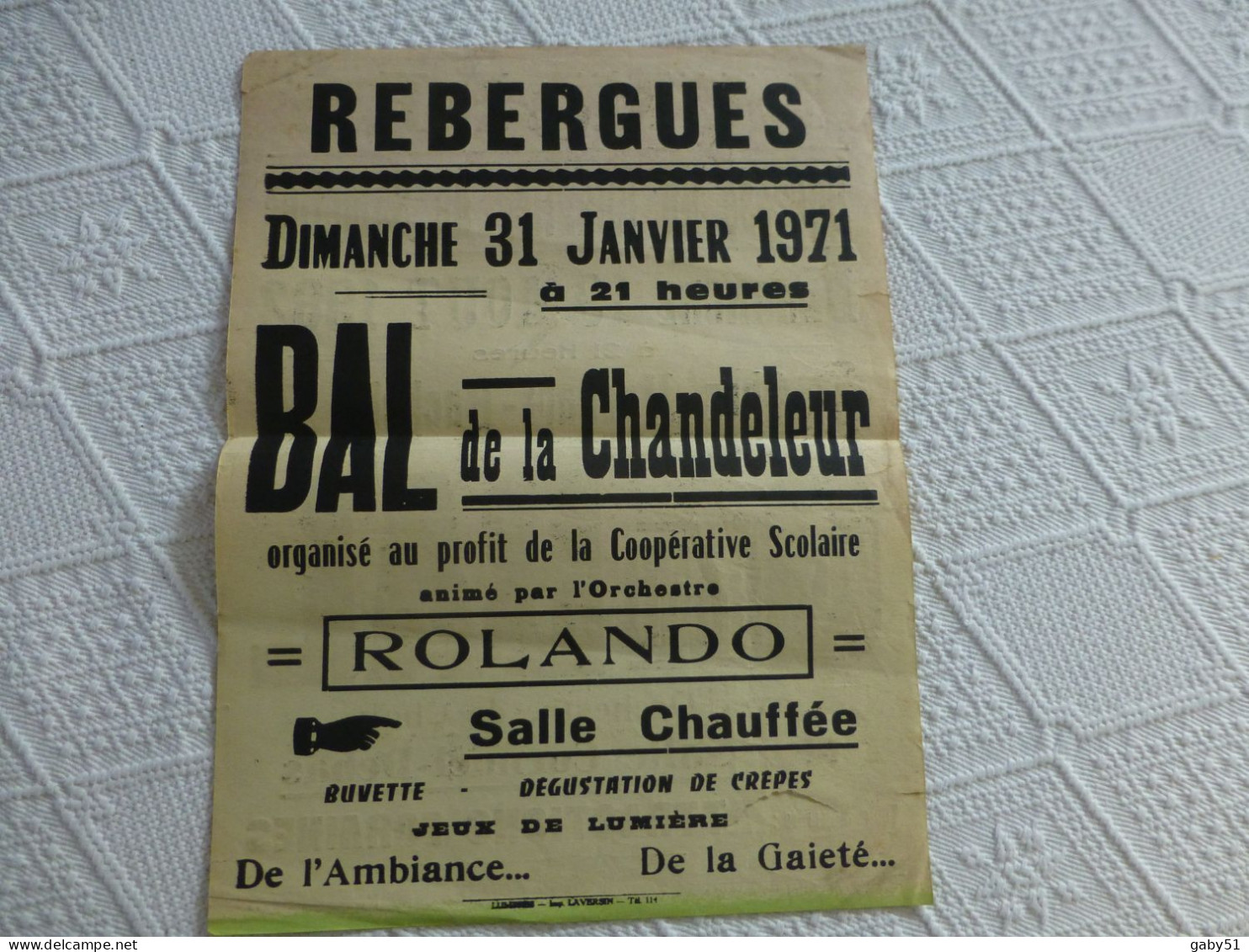 REBERGUES Bal Chandeleur 1971 Et LUMBRES, Ducasse Samettes 1962, Affiche Originale 35x50 Env ; A 33 - Manifesti