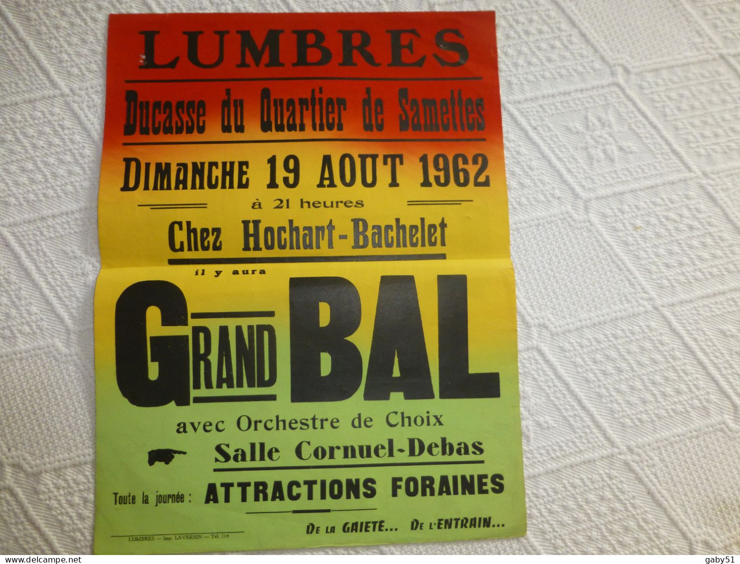 REBERGUES Bal Chandeleur 1971 Et LUMBRES, Ducasse Samettes 1962, Affiche Originale 35x50 Env ; A 33 - Manifesti