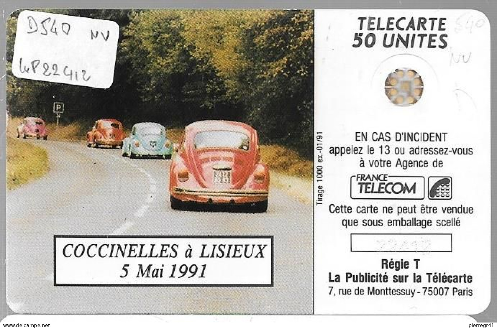 CARTE-PRIVEE-1991-D540-SC5Ab-COCCINELLES LEXOCOX-Rassembt De Lisieux-N°imp22412-1000ex-Neuve-TBE/LUXE-RARE - Ad Uso Privato