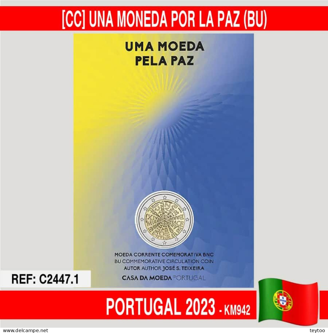 C2447.1# Portugal 2023 [CC] 2€. Una Moneda Para La Paz (BU) - Portugal