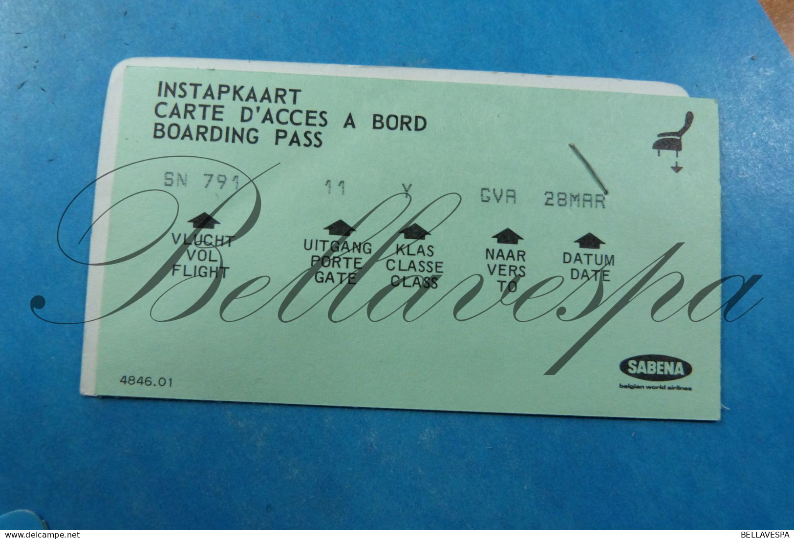 SABENA Airlines 2 X Boarding Pass  SN 791  Y44/228 & 225 Instapkaart - Toegangskaarten