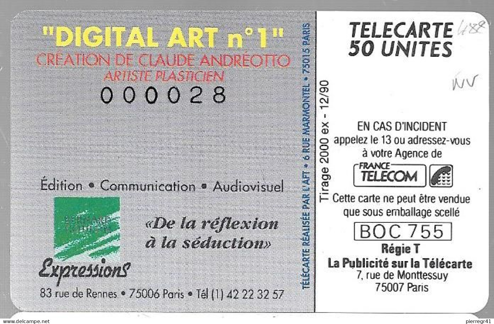 CARTE²-PUCE-PRIVEE-D-12/1990-D488-GEMA-ANDREOTTO-V°-N°000028-NEUVE-TBE - Telefoonkaarten Voor Particulieren