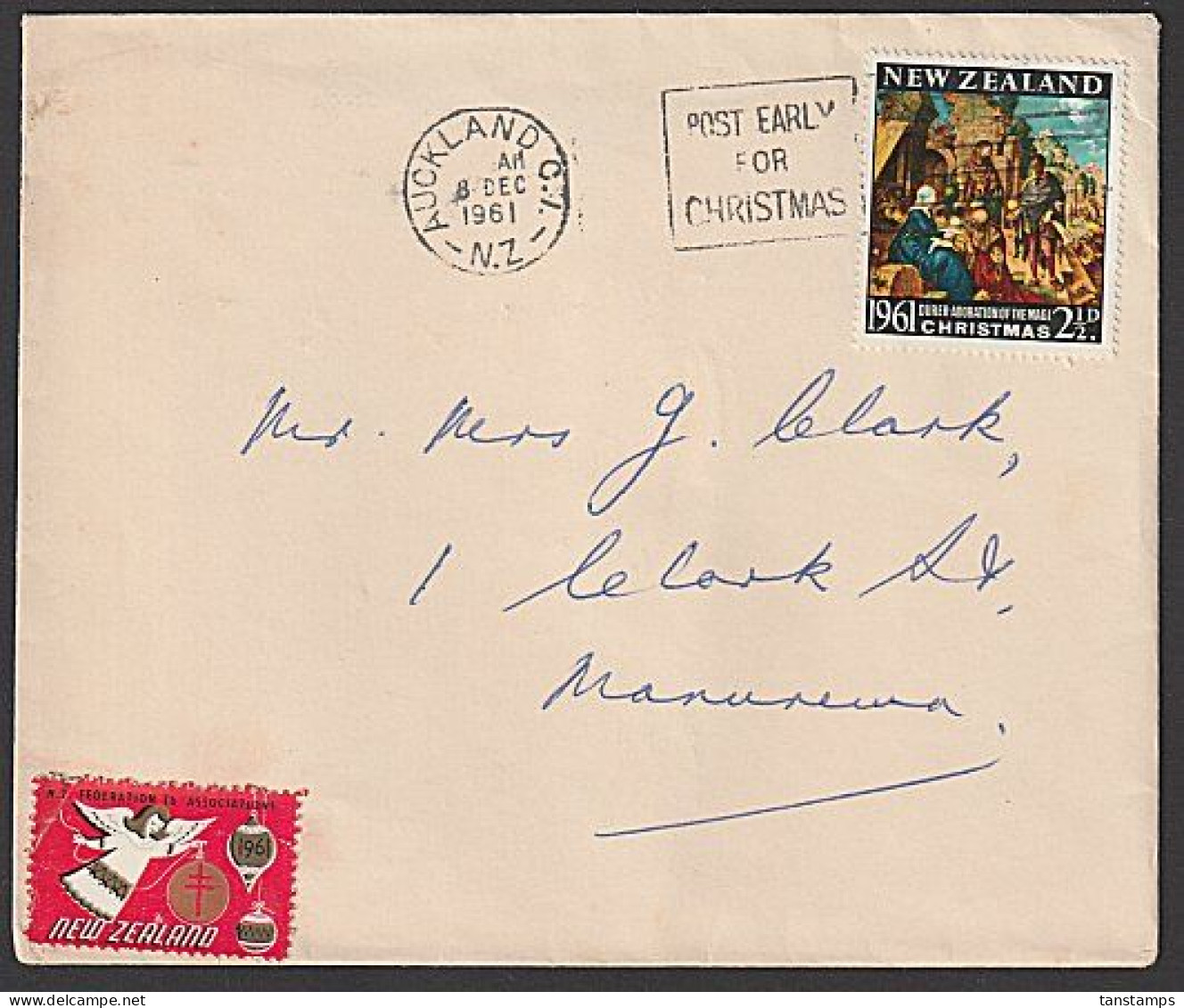 1961 TB SEAL ON CHRISTMAS COVER - Brieven En Documenten