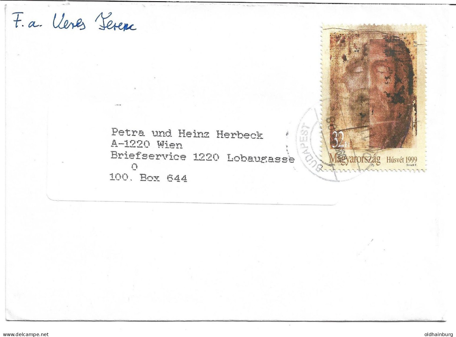 0165t: Ungarn- Brief Nach Wien, Motiv Christus, 2008 - Brieven En Documenten