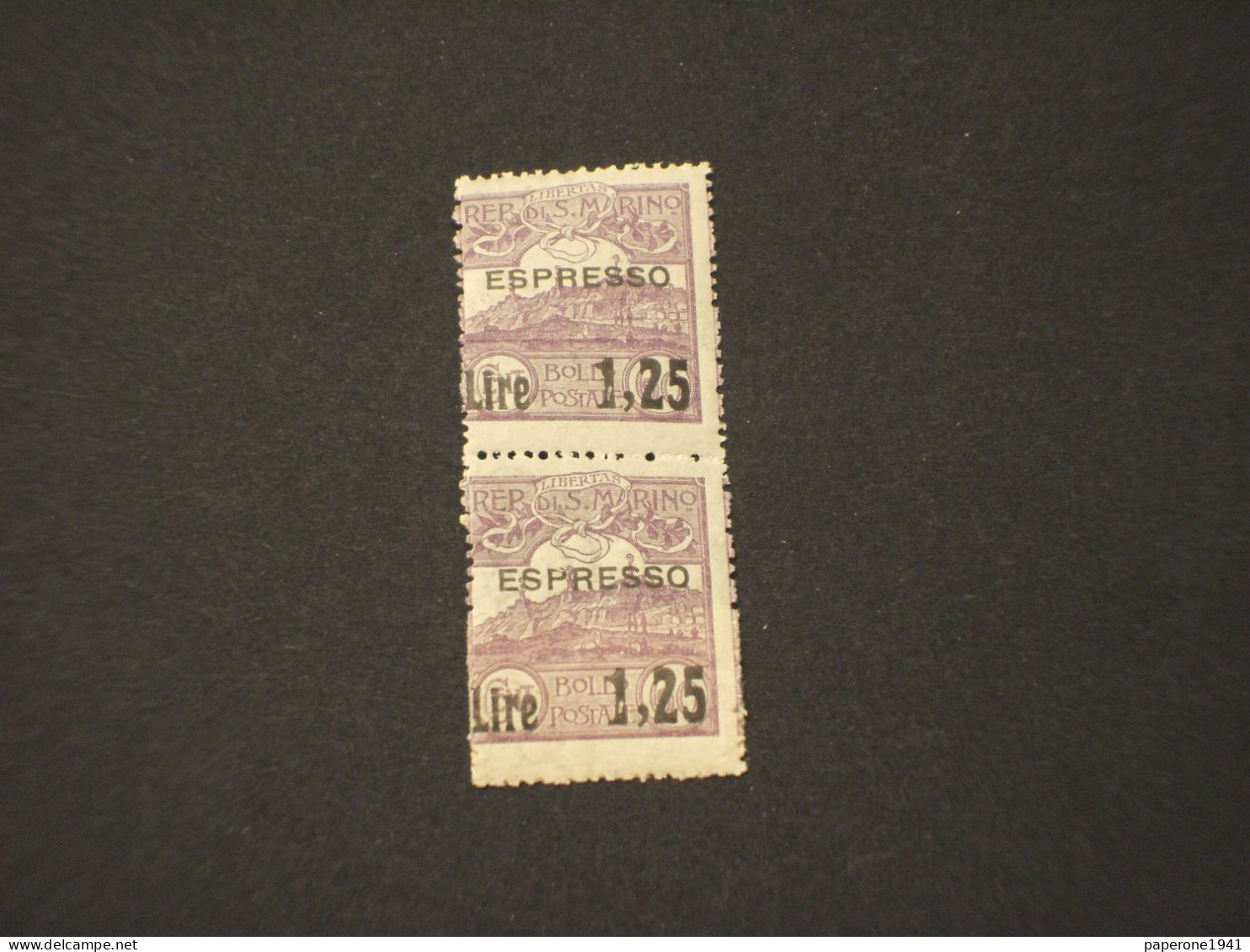 SAN MARINO - ESPRESSI - VARIETA' - 1916 VEDUTA 1,25su60- P. Di Espresso Rotta In Alto -NUOVO(++) - Timbres Express