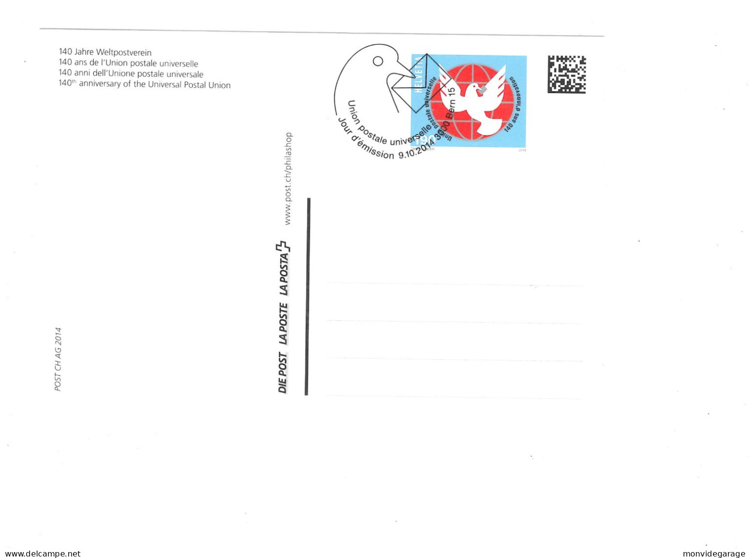 140 Ans De L'Union Postale Universelle - 09 10 2014 - UPU 071 - Covers & Documents