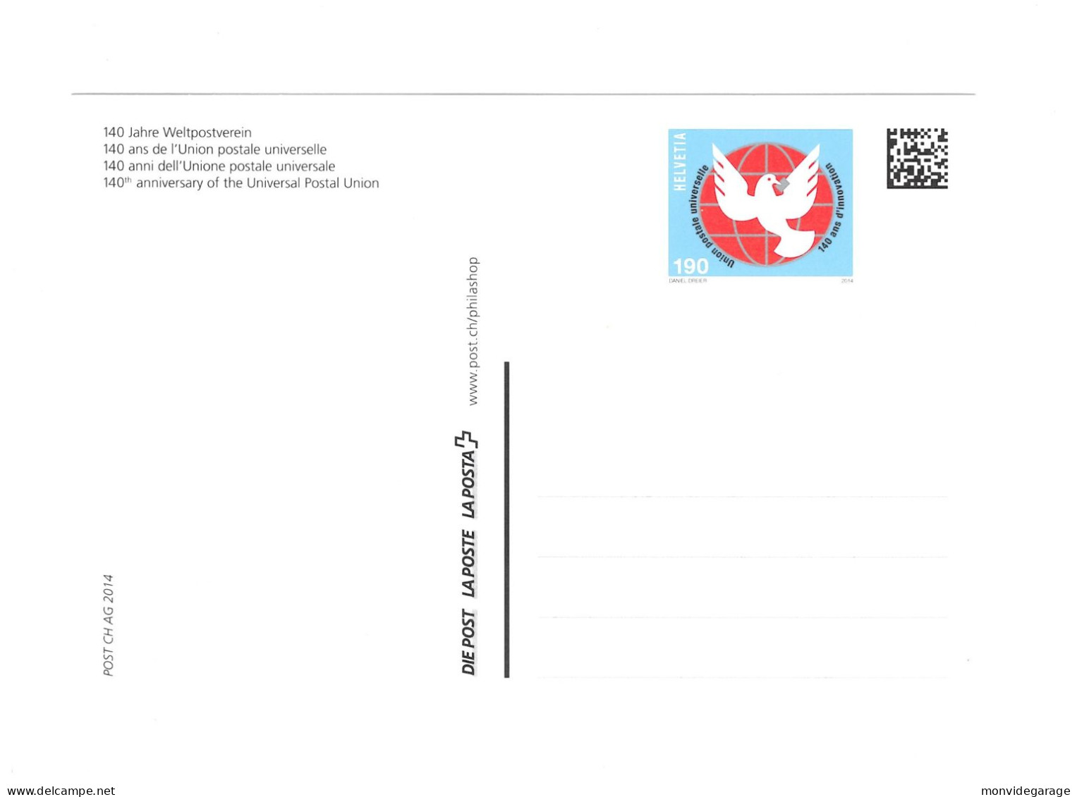 140 Ans De L'Union Postale Universelle - UPU 072 - Cartas & Documentos
