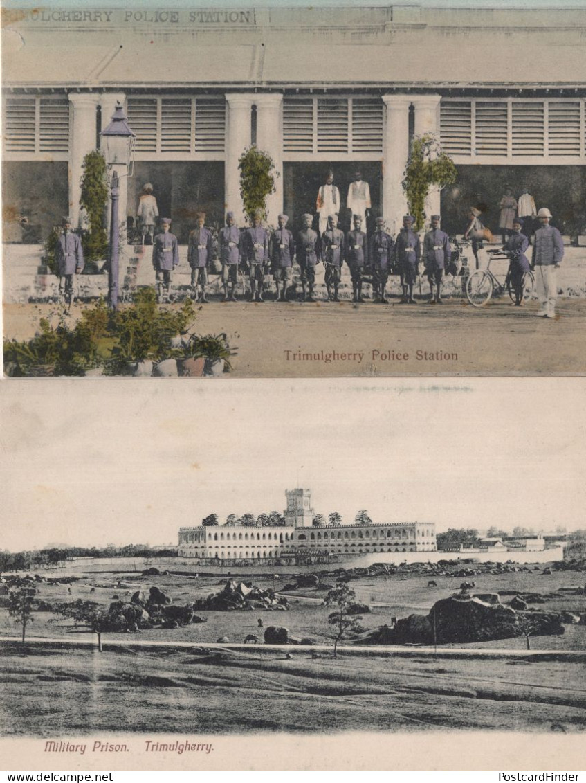 Trimulgherry Police Station India Bicycles & Prison 2x Postcard S - Police - Gendarmerie