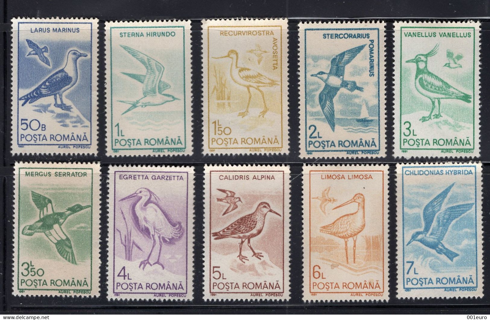 ROMANIA 1991 : BIRDS, 10 Unused Stamps - Registered Shipping! - Unused Stamps