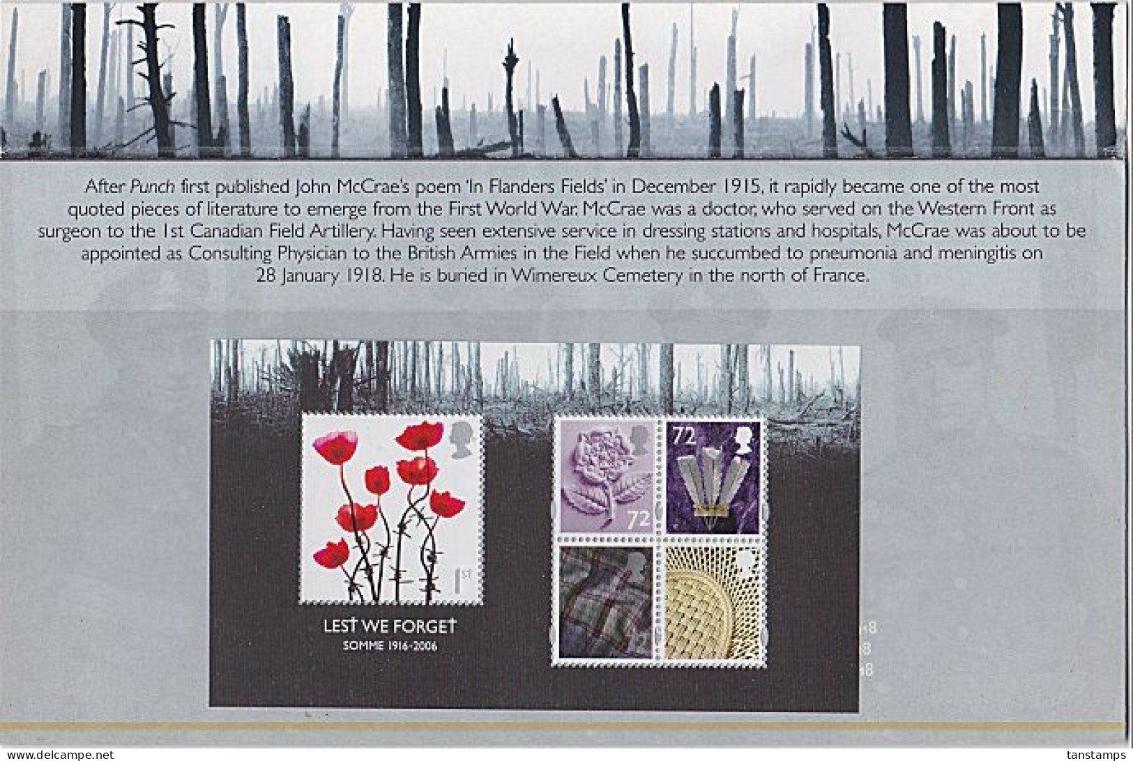 GB 2006 QE2 Lest We Forget Mini Sheet Pack NHM - Presentation Packs