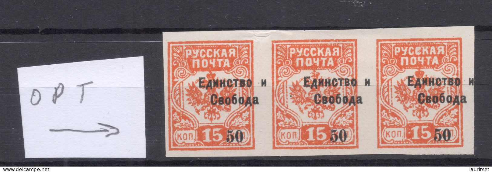 RUSSIA Russland Civil War 1919 Westarmee Western Army General Bermondt-Avalov ERROR Variety (*) OPT Shift - Armada Dell'Ovest