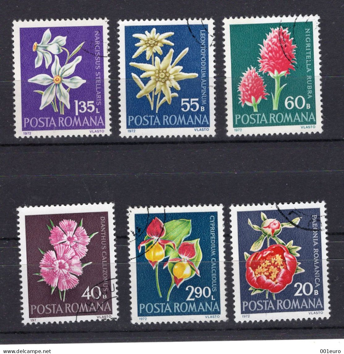 ROMANIA 1972 : FLOWERS, 6 Used Stamps - Registered Shipping! - Usati