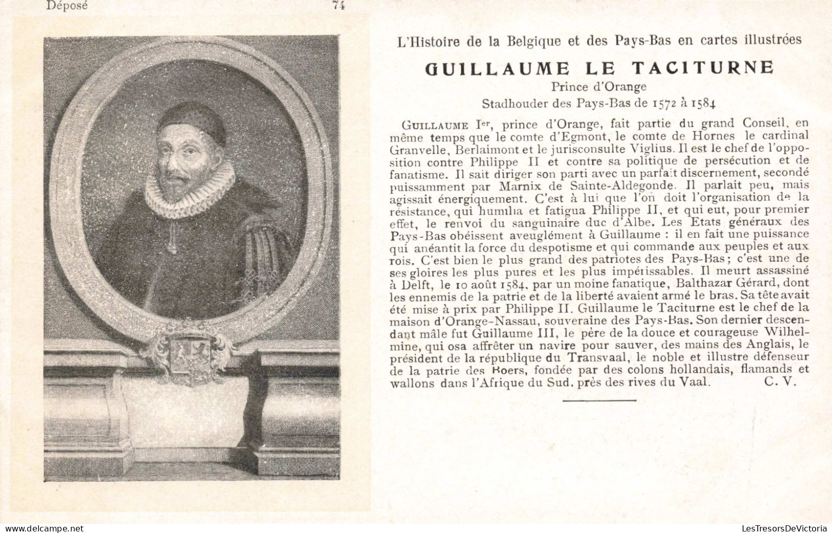 CELEBRITES - Hommes Politiques - Guillaume Le Taciturne - Prince D'Orange - Carte Postale Ancienne - Politische Und Militärische Männer