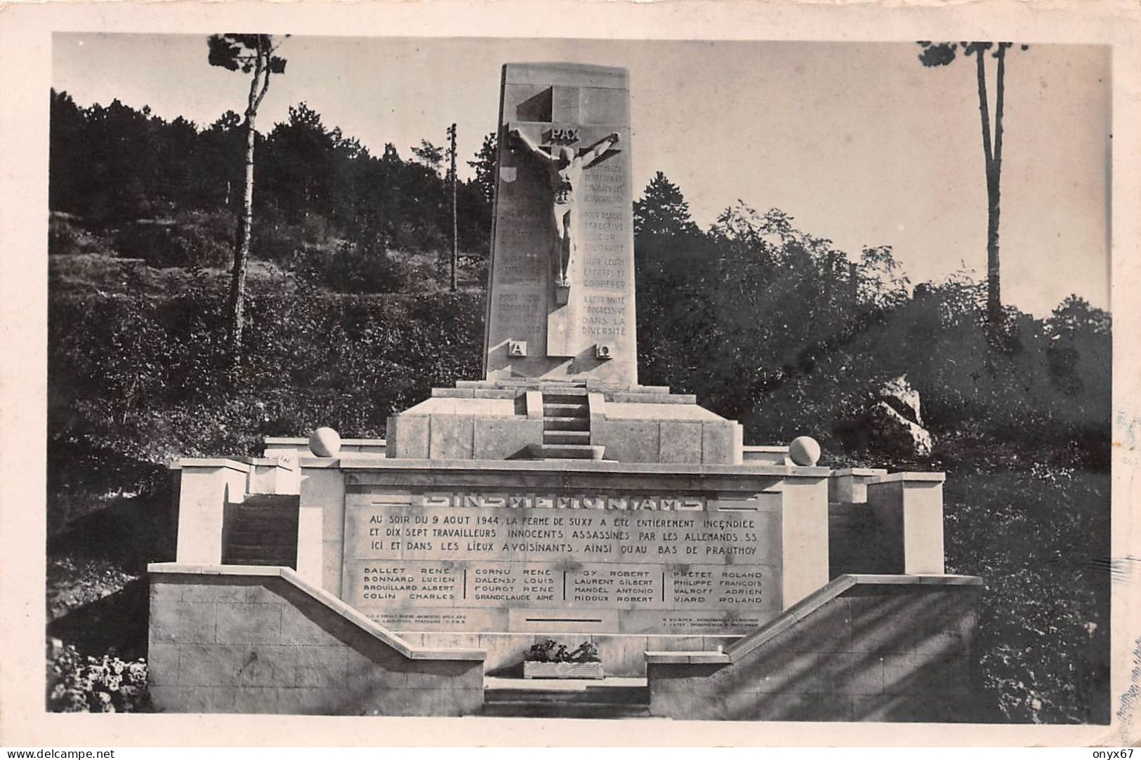 Carte Photo Militaire Français PRAUTHOY 52-Haute-Marne-Monument Des Fusillés-Ferme Suxy-9 Août 1944-2 ème Guerre-39/45 - Prauthoy