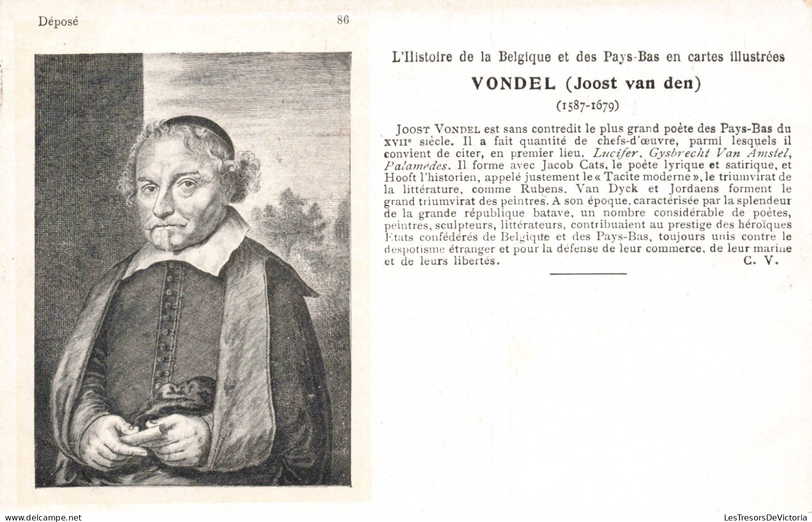 CELEBRITES - Ecrivains - Vondel - Joost Van Den - Poète Et Ecrivain - Carte Postale Ancienne - Ecrivains