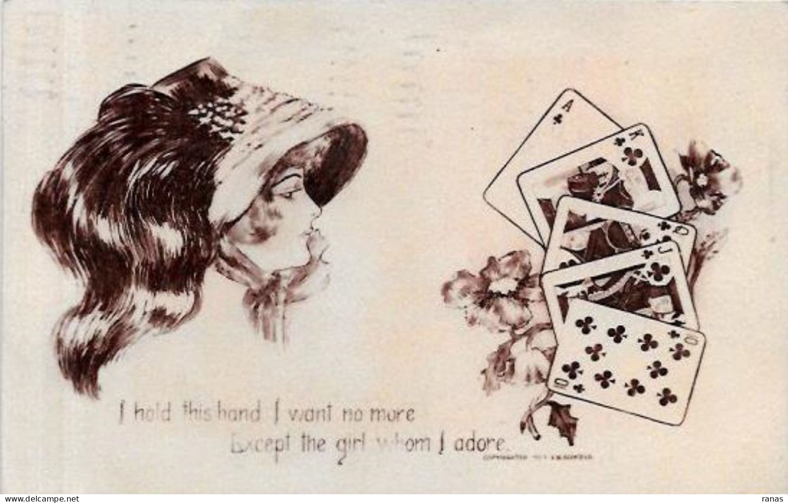 CPA Jeu De Cartes Carte à Jouer Playing Cards Circulé Art Nouveau - Cartes à Jouer