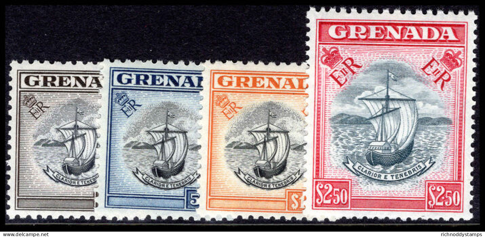 Grenada 1953-59 Top 4 Values (&#36;1.50 Hinged) Unmounted Mint. - Grenade (...-1974)