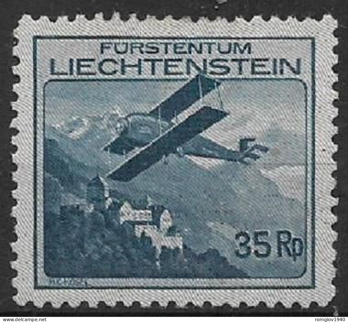 LIECHTENSTEIN 1930   POSTA  AEREA  AREOPLANO IN VOLO SU PAESAGGI  UNIF. 4  MLH  VF - Aéreo