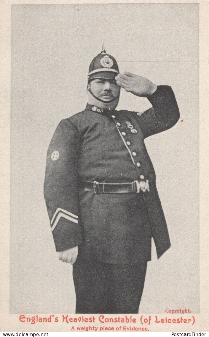 Leicester Police England's Heaviest PC Constable Salute Old MINT Rare Postcard - Police - Gendarmerie