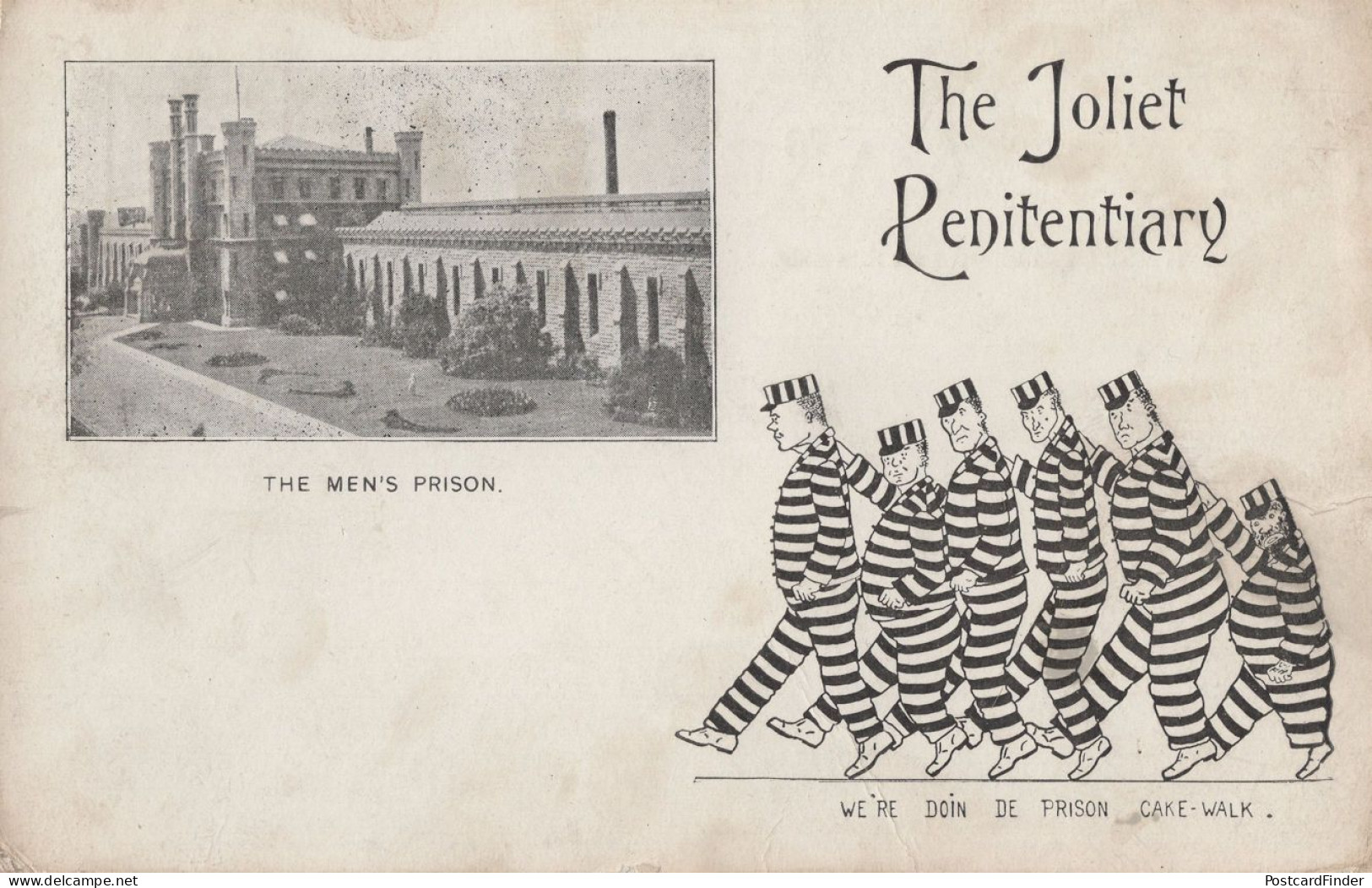 Joliet Penitentiary Illinois USA Antique Comic Prison Postcard - Police - Gendarmerie