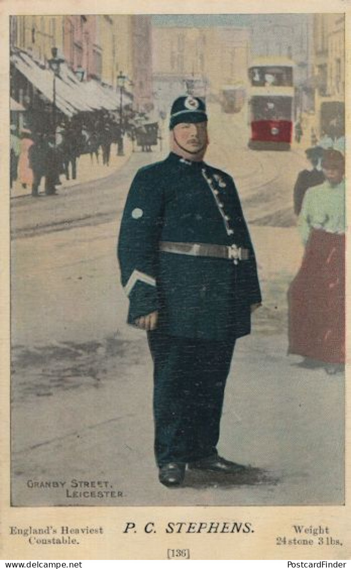 PC Stephens Europe's Heaviest Policeman Leics Bus Rare Postcard - Leicester