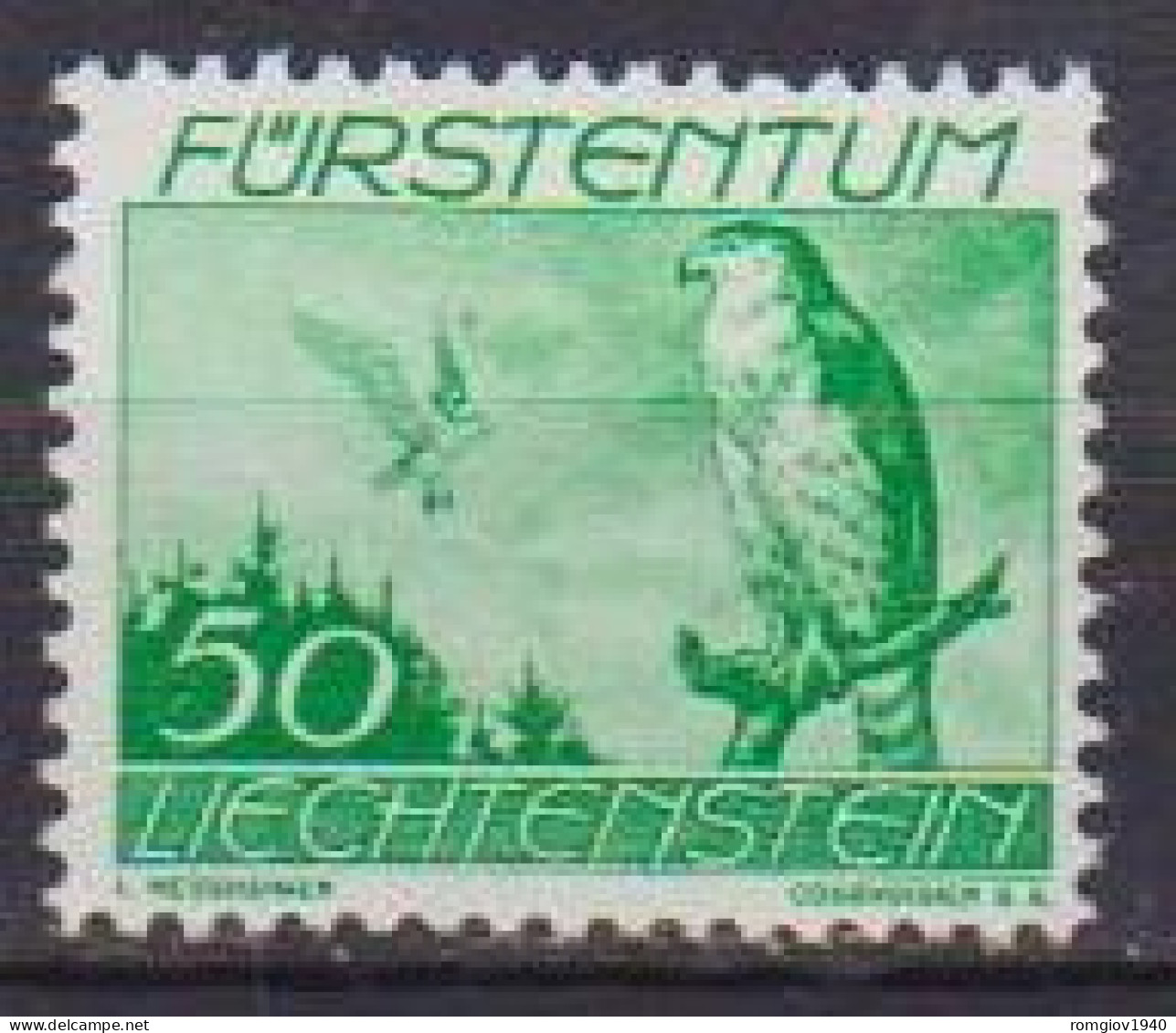 LIECHTENSTEIN 1939  POSTA AEREA  UCCELLI DIVERSI  UNIF. 21   MNH XF - Luchtpostzegels