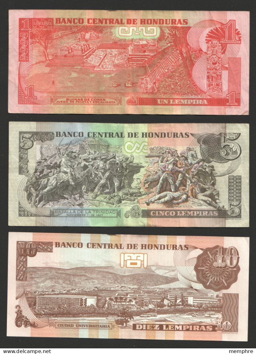 2012  3 Billets: 1, 5 Et 10 Lempiras - Honduras