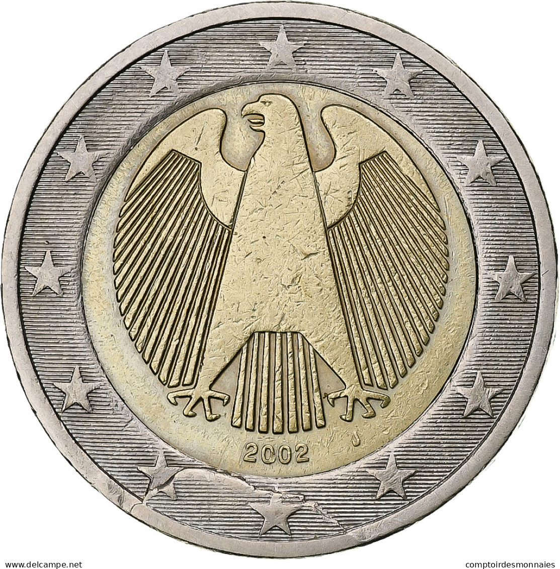 République Fédérale Allemande, 2 Euro, 2002, Hambourg, Error Die Break, TTB - Varietà E Curiosità