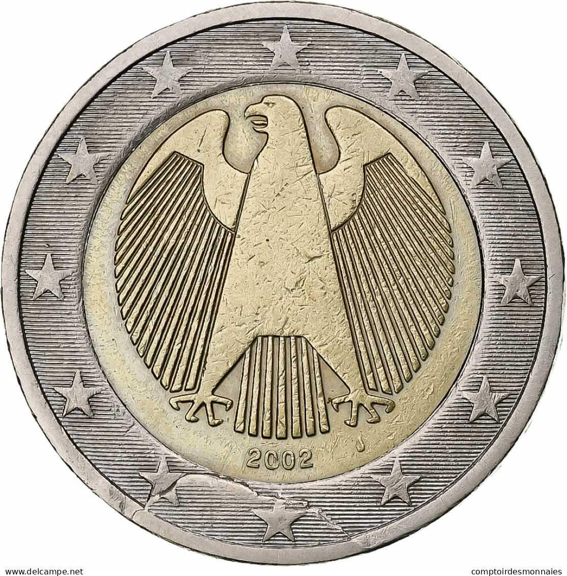 République Fédérale Allemande, 2 Euro, 2002, Hambourg, Error Die Break, TTB - Variëteiten En Curiosa