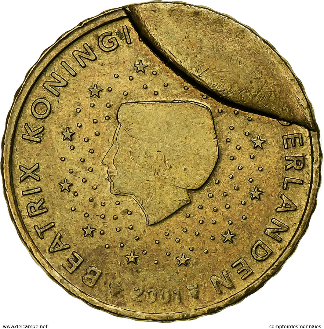 Pays-Bas, 10 Euro Cent, 2001, Error Cud Coin, SUP, Copper-Nickel-Zinc - Variétés Et Curiosités