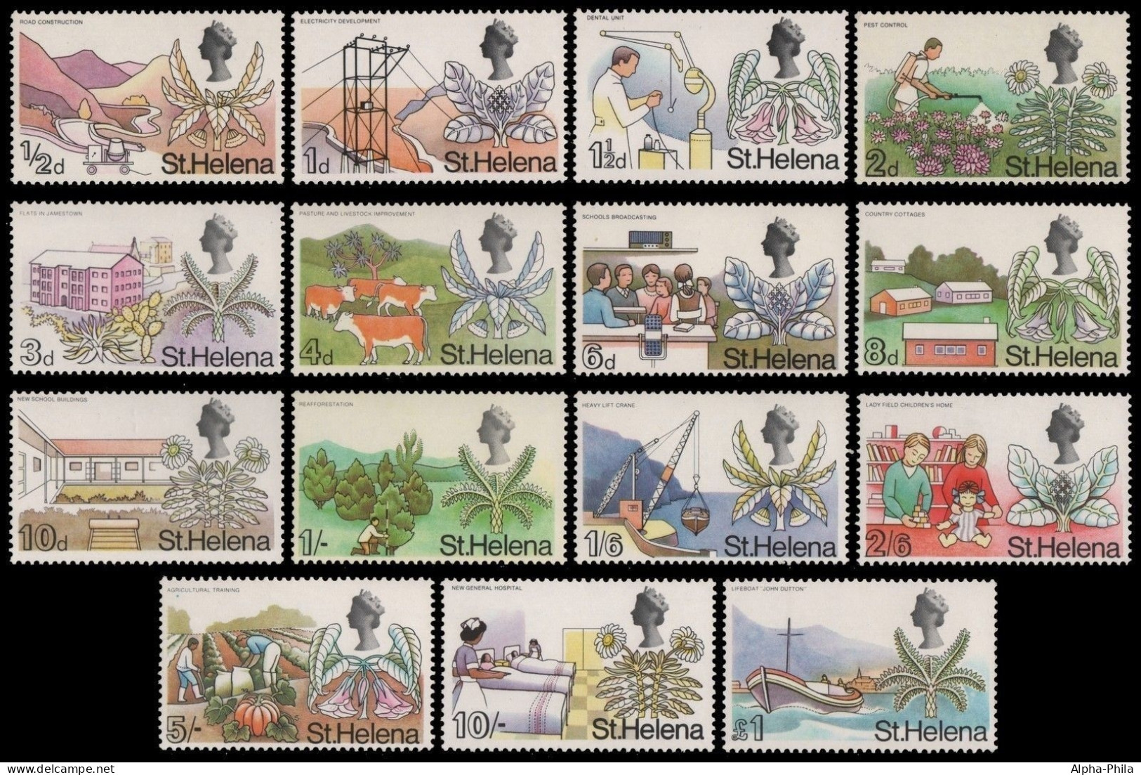 St. Helena 1968 - Mi-Nr. 196-210 ** - MNH - Freimarken / Definitives - Saint Helena Island